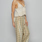 POL Lace Trim Drawstring Checkered Wide Leg Pants