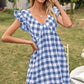Ivy Lane Plaid Butterfly Sleeve Mini Dress