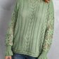 Openwork Lantern Sleeve Dropped Shoulder Sweater