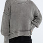 Washed Side Slit Oversized Cropped Sweater