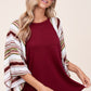 WAFFLE STRIPE MIX KIMONO TOP