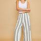 Umgee Peace Sign Patch Striped Wide Leg Pants