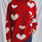 Heart Round Neck Dropped Shoulder Sweater