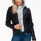 YMI Removable Faux Layered Multi-Pocket Jacket with Fuzzy Hood