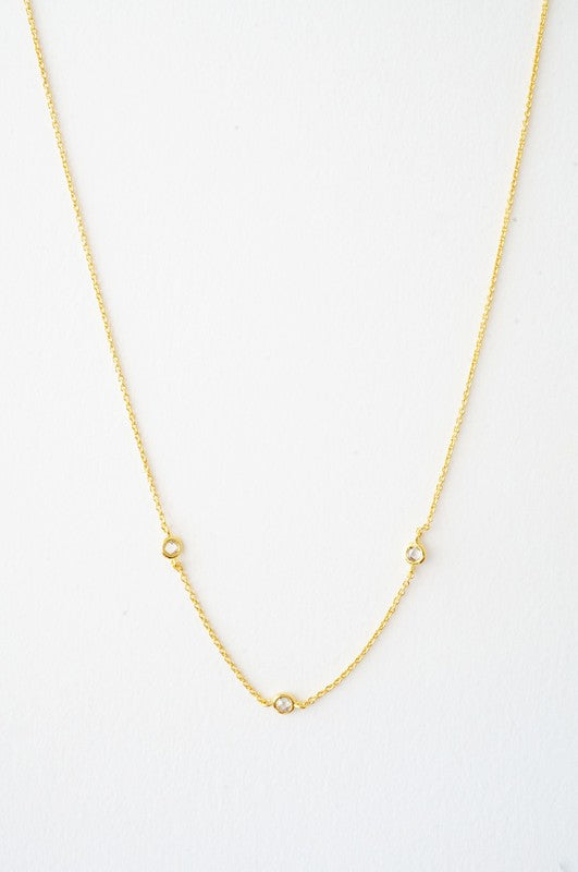 Crystal Bezel Trio Necklace