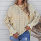 Openwork Lantern Sleeve Dropped Shoulder Sweater