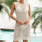 Angel Wings Fringe Trim Sleeveless Openwork Cover-Up Dress