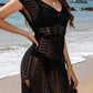 Openwork V-Neck Cap Sleeve Cover-Up
