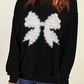 Contrast Bow Round Neck Long Sleeve Sweatshirt