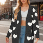 Heart Button Down Long Sleeve Cardigan