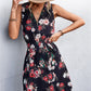Printed Zip Detail Belted Sleeveless Dress