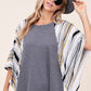 WAFFLE STRIPE MIX KIMONO TOP