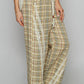 POL Lace Trim Drawstring Checkered Wide Leg Pants