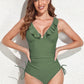 Crisscross Ruffled Wide Strap One-Piece Swimwear