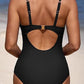 Scalloped V Neck Cut Out Monokini Swimwear