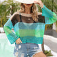 Color Block Openwork Boat Neck Cover Up