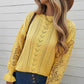 Openwork Lantern Sleeve Dropped Shoulder Sweater