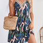 Lace Detail Printed V-Neck Sleeveless Dress
