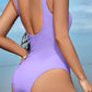 Cutout Notched Wide Strap One-Piece Swimwear