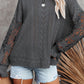 Openwork Lantern Sleeve Dropped Shoulder Sweater