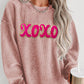 XOXO Sequin Round Neck Dropped Shoulder Sweatshirt