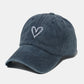 Embroidered Heart Washed Cotton Baseball Cap