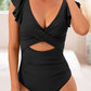 Cutout Flounce Sleeve One-Piece Swimwear