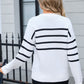 Angel Wings Striped Round Neck Long Sleeve Sweater