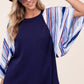 WAFFLE STRIPE MIX KIMONO TOP