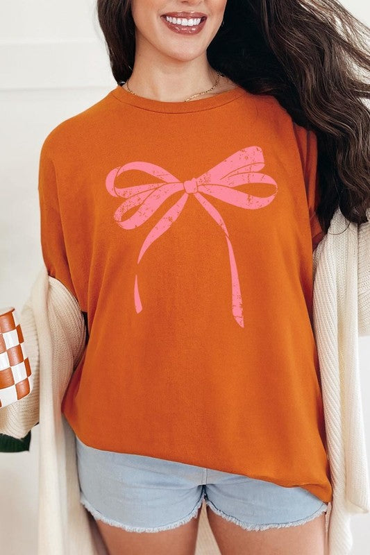 Pink Valentine Bow Graphic Plus Heavy Cotton Tee