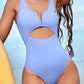 Cutout Notched Wide Strap One-Piece Swimwear