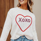 XOXO Heart Round Neck Dropped Shoulder Sweater