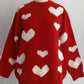 Heart Round Neck Dropped Shoulder Sweater