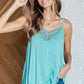 A Gleam in Her Eyes Lace Detail Cami in Aqua