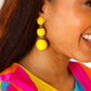 Yellow Raffia Lantern Pom Dangle Earrings