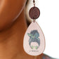 Green Cheetah "#MOMLIFE" Wooden Dangle Earrings