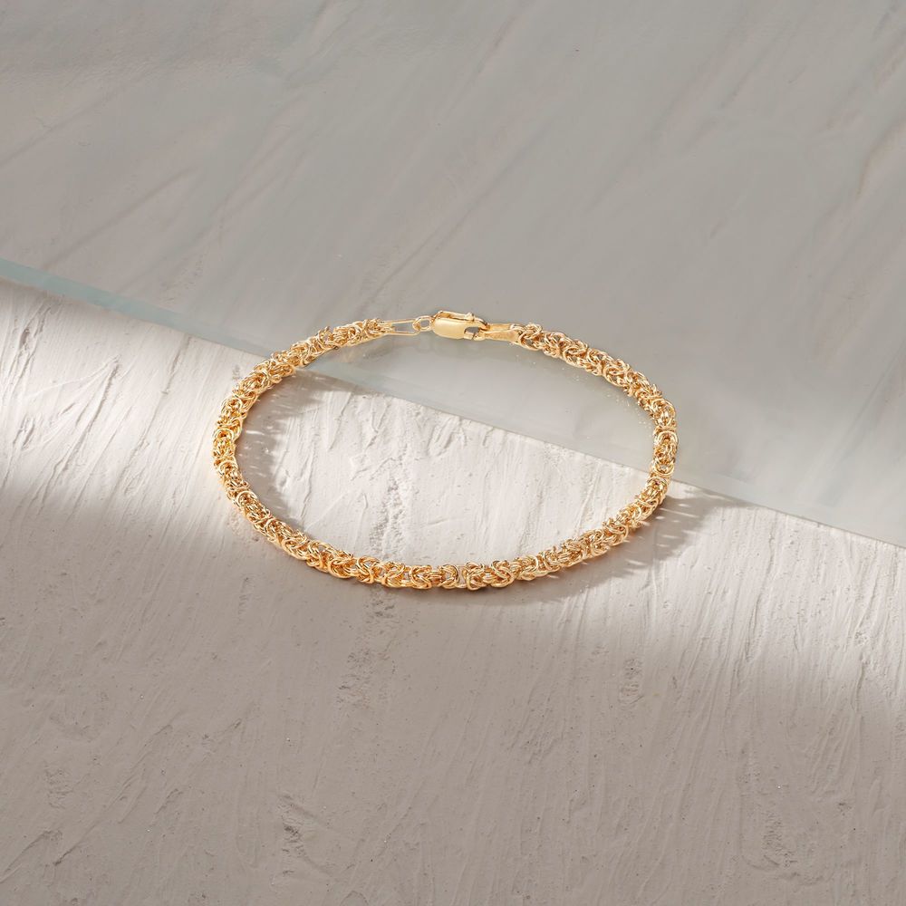 Classic French Design 14K Gold Plating Byzantine Anklet