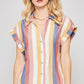 A Woven Shirt In Multicolor Striped With Collared Neckline