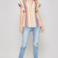 A Woven Shirt In Multicolor Striped With Collared Neckline