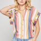 A Woven Shirt In Multicolor Striped With Collared Neckline