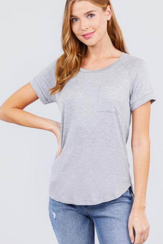 Short Raglan Sleeve Rayon Jersey Top