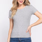 Short Sleeve Crew Neck Variegated Rib Knit Top