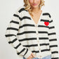 Striped Cardigan With Heart Patch