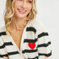 Striped Cardigan With Heart Patch