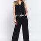 Contrast Waistband Straight Long Pants