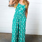 Kelly Green Abstract Wave Button Jumpsuit