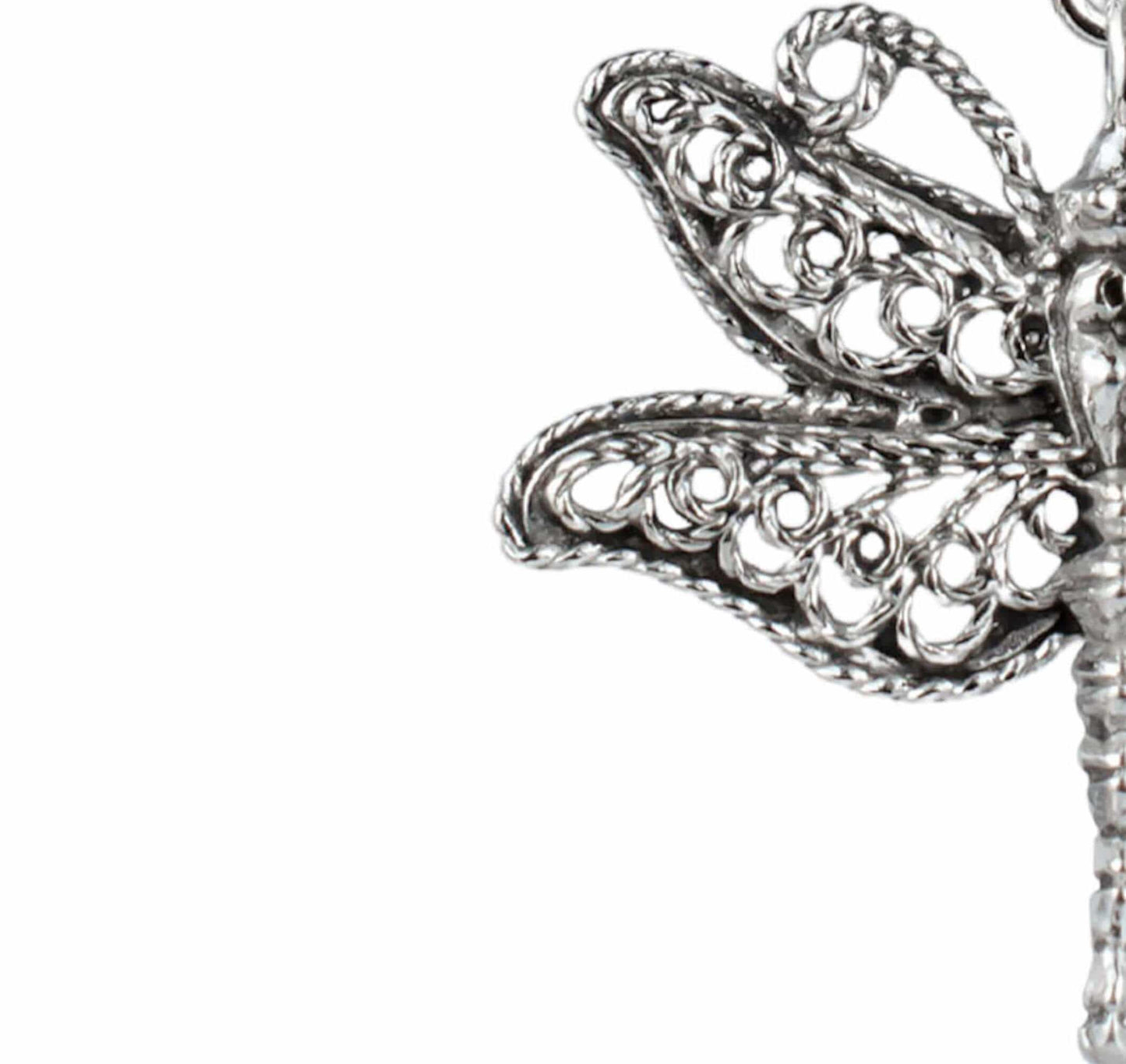 Filigree Art Dragonfly Design Women Silver Pendant Necklace