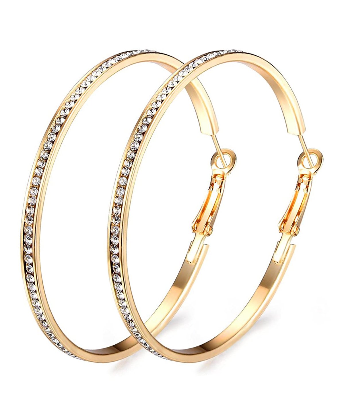 Pave Hoop Earring With Crystals in 18K Gold Plated
