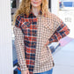 Make A Statement Rust & Taupe Plaid Color Block Shacket