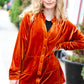 Dazzling Rust Velvet Button Down Tunic Top